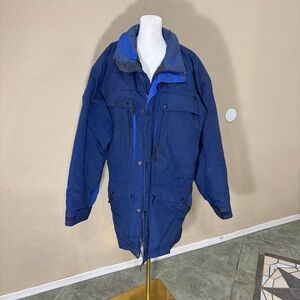 Vtg LL Bean Blanket Wool Lined Blue Parka Sz M Tall Chore Jacket Outdoor Gorcore